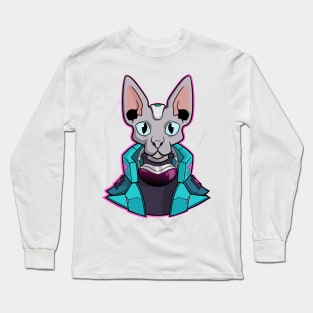 Cyber Cat Punk Illustration T-Shirt Long Sleeve T-Shirt